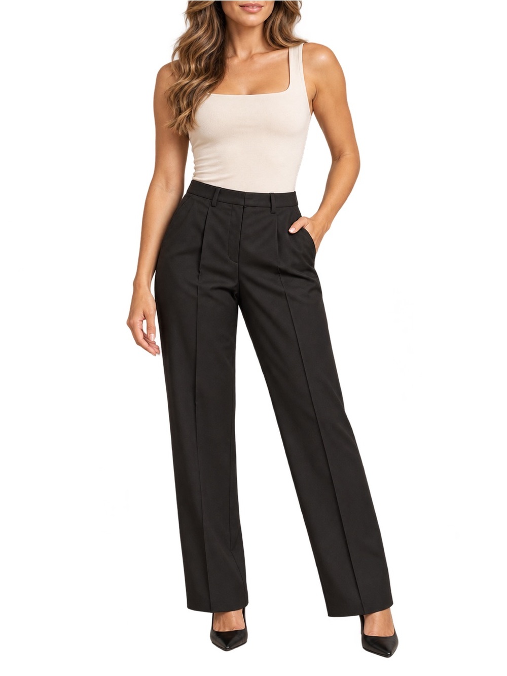Escada Black High-Waist Straight-Leg Trousers